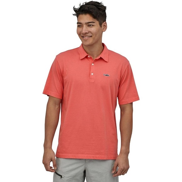 PATAGONIA Trout Fitz Roy Organic Cotton Jersey Polo Shirt - Picture 2 of 9
